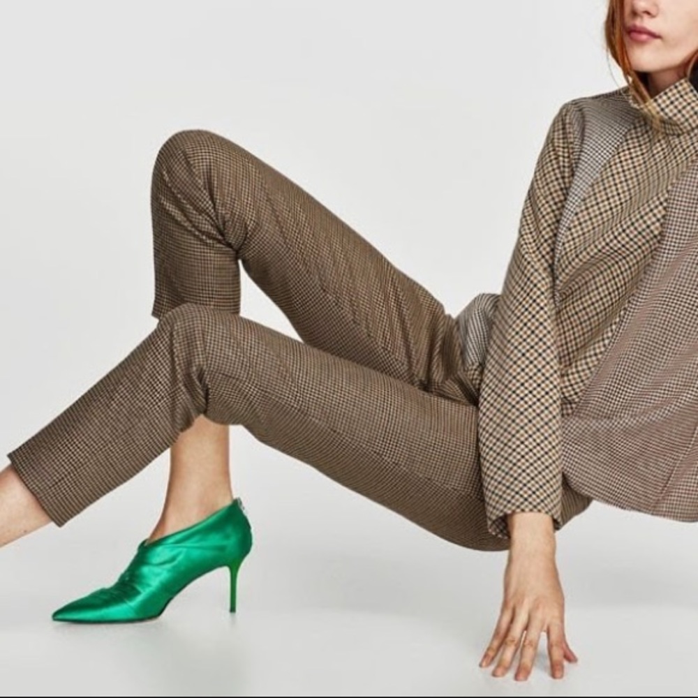 Zara Middle Waist Checked Pants